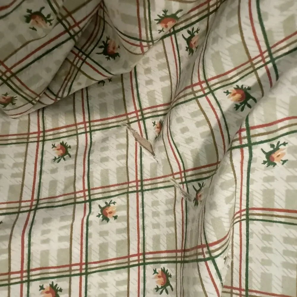 VTG‎ 80s Utica flat sheet King orange green flowers cotton blend no iron percale